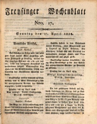 Freisinger Wochenblatt Sonntag 27. April 1828