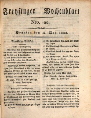 Freisinger Wochenblatt Sonntag 18. Mai 1828