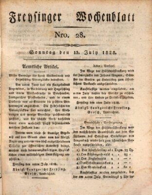 Freisinger Wochenblatt Sonntag 13. Juli 1828