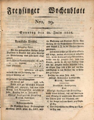 Freisinger Wochenblatt Sonntag 20. Juli 1828