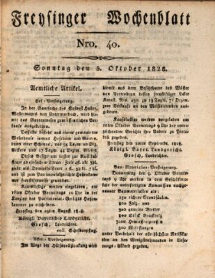 Freisinger Wochenblatt Sonntag 5. Oktober 1828