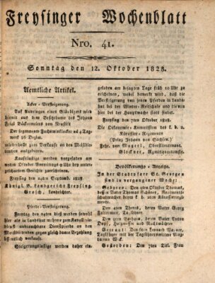 Freisinger Wochenblatt Sonntag 12. Oktober 1828