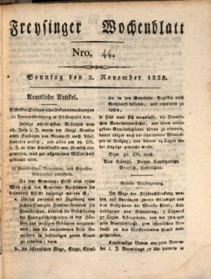 Freisinger Wochenblatt Sonntag 2. November 1828