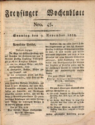 Freisinger Wochenblatt Sonntag 9. November 1828