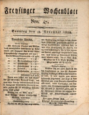 Freisinger Wochenblatt Sonntag 23. November 1828