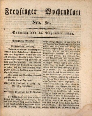 Freisinger Wochenblatt Sonntag 14. Dezember 1828