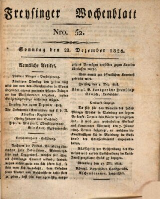 Freisinger Wochenblatt Sonntag 28. Dezember 1828