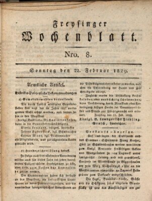 Freisinger Wochenblatt Sonntag 22. Februar 1829