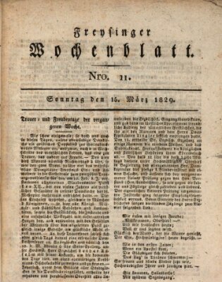 Freisinger Wochenblatt Sonntag 15. März 1829