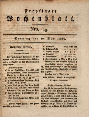 Freisinger Wochenblatt Sonntag 10. Mai 1829