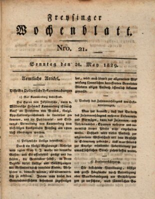 Freisinger Wochenblatt Sonntag 24. Mai 1829