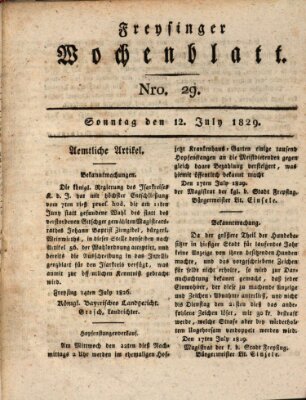 Freisinger Wochenblatt Sonntag 19. Juli 1829