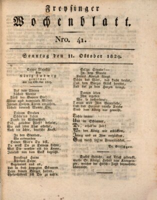 Freisinger Wochenblatt Sonntag 11. Oktober 1829