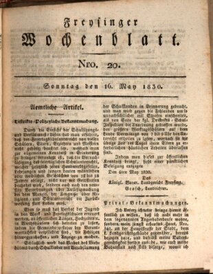 Freisinger Wochenblatt Sonntag 16. Mai 1830