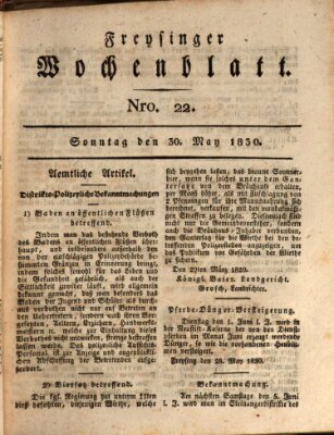 Freisinger Wochenblatt Sonntag 30. Mai 1830