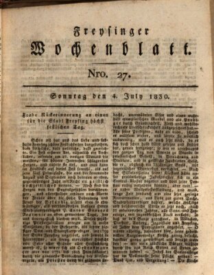 Freisinger Wochenblatt Sonntag 4. Juli 1830