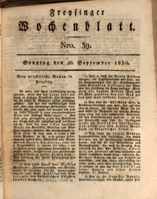 Freisinger Wochenblatt Sonntag 26. September 1830