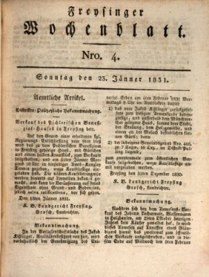 Freisinger Wochenblatt Sonntag 23. Januar 1831