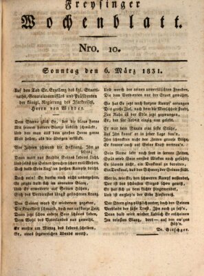 Freisinger Wochenblatt Sonntag 6. März 1831