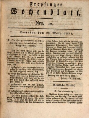 Freisinger Wochenblatt Sonntag 20. März 1831