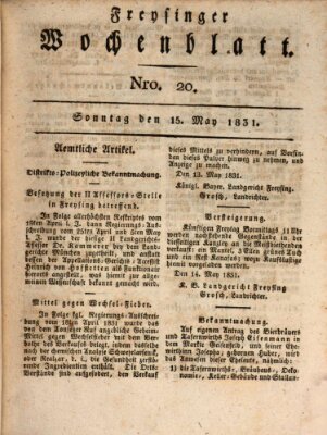 Freisinger Wochenblatt Sonntag 15. Mai 1831