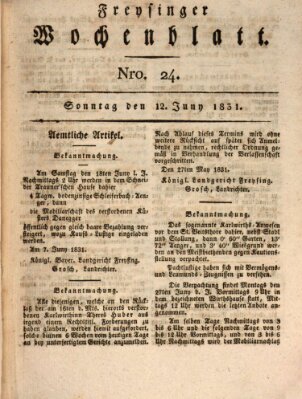 Freisinger Wochenblatt Sonntag 12. Juni 1831