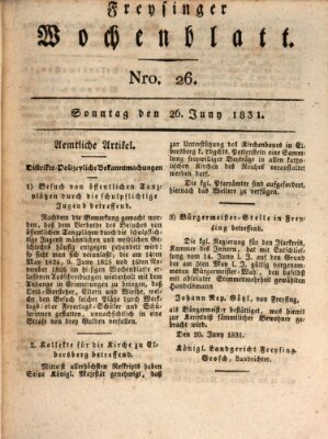 Freisinger Wochenblatt Sonntag 26. Juni 1831