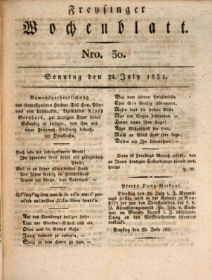 Freisinger Wochenblatt Sonntag 24. Juli 1831