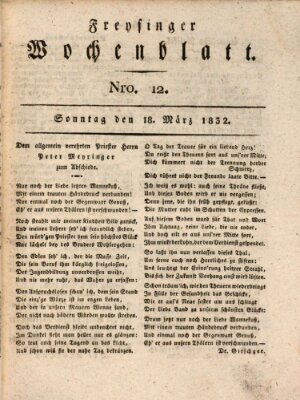 Freisinger Wochenblatt Sonntag 18. März 1832