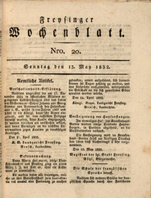 Freisinger Wochenblatt Sonntag 13. Mai 1832