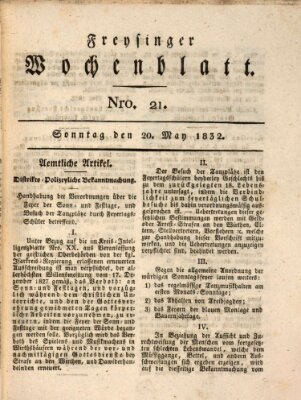 Freisinger Wochenblatt Sonntag 20. Mai 1832