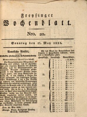 Freisinger Wochenblatt Sonntag 27. Mai 1832