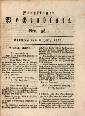 Freisinger Wochenblatt Sonntag 8. Juli 1832