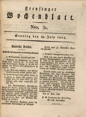 Freisinger Wochenblatt Sonntag 29. Juli 1832