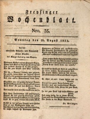 Freisinger Wochenblatt Sonntag 26. August 1832