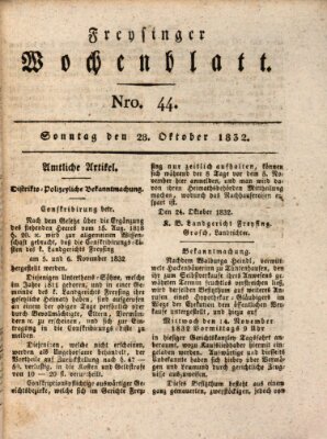 Freisinger Wochenblatt Sonntag 28. Oktober 1832