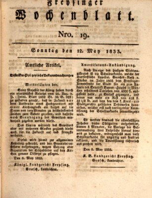 Freisinger Wochenblatt Sonntag 12. Mai 1833