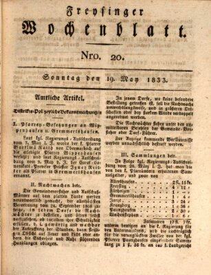 Freisinger Wochenblatt Sonntag 19. Mai 1833