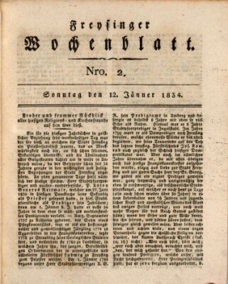 Freisinger Wochenblatt Sonntag 12. Januar 1834