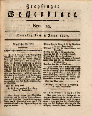 Freisinger Wochenblatt Sonntag 1. Juni 1834