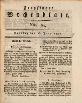 Freisinger Wochenblatt Sonntag 15. Juni 1834