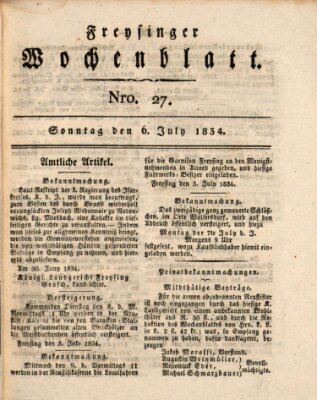 Freisinger Wochenblatt Sonntag 6. Juli 1834