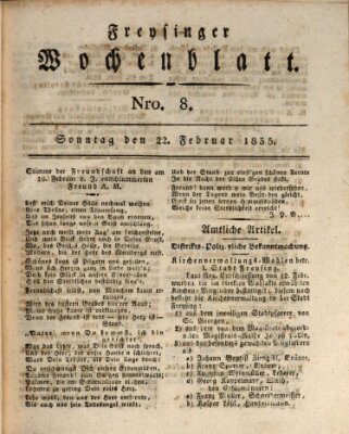 Freisinger Wochenblatt Sonntag 22. Februar 1835