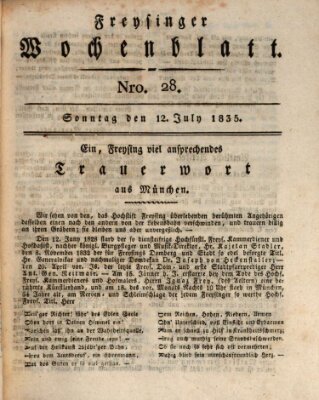 Freisinger Wochenblatt Sonntag 12. Juli 1835