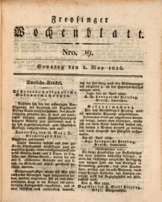 Freisinger Wochenblatt Sonntag 8. Mai 1836