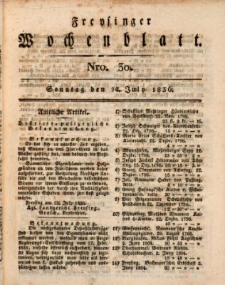 Freisinger Wochenblatt Sonntag 24. Juli 1836