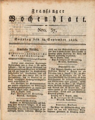 Freisinger Wochenblatt Sonntag 11. September 1836