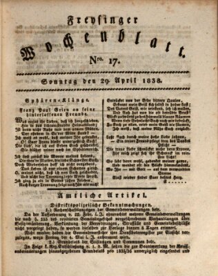 Freisinger Wochenblatt Sonntag 29. April 1838