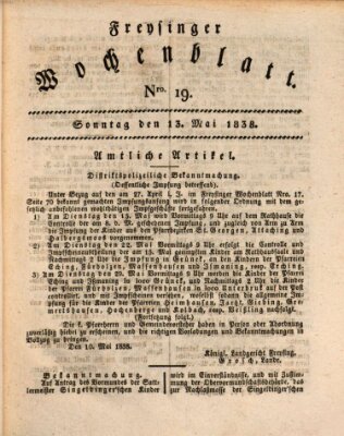 Freisinger Wochenblatt Sonntag 13. Mai 1838