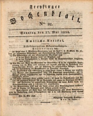 Freisinger Wochenblatt Sonntag 27. Mai 1838